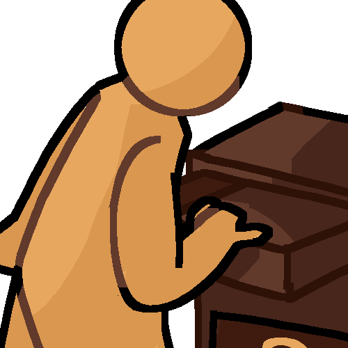 An emoji yellow figure looking in an empty drawer